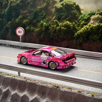 Tarmac Works Vertex Silvia S14 Hello Kitty Pink Chrome – 1:64 Scale Limited Edition Diecast Model Car & Collectible Toy