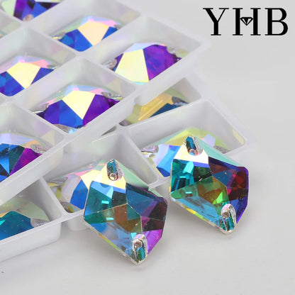 Strass à coudre YHB Cosmic AB Moonlight – Pierres plates en cristal de verre pour la décoration de vêtements et de sacs