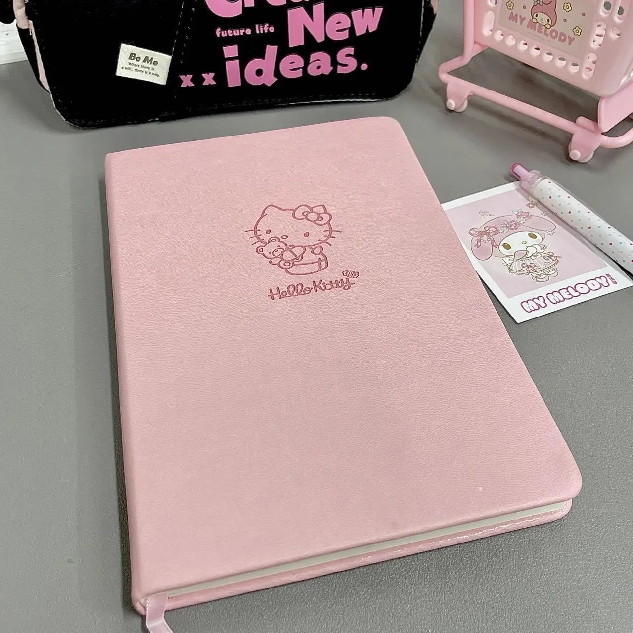 Sanrio 80-Page Notebook – Soft Leather Cover Cute Stationery Planner for School Supplies & Daily Use