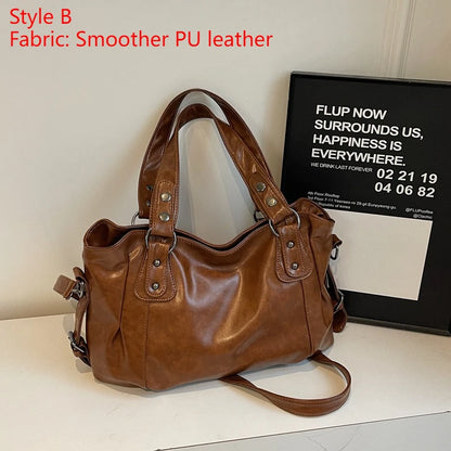 Women’s PU Leather Shoulder Bag – 2026 Fashion Handbag with Soft Interior Compartment, Contrast Color Design, Zipper Closure, Stylish Everyday Purse for Work, Travel & Casual Use