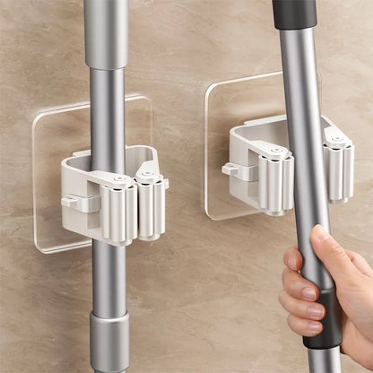 Crochets muraux adhésifs multi-usages – Support de balai et serpillière sans perçage, crochets de suspension muraux pour cuisine, salle de bain, buanderie et accessoires de rangement pour la maison