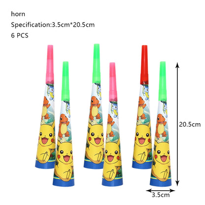 Pokémon Birthday Party Decorations – Lightning Pikachu Balloon Set with Disposable Tableware, Banner, Backdrop & Plates for Kids Events