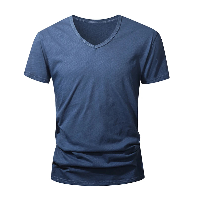 Camiseta 100% algodón para hombre – Suave, manga corta casual, transpirable, top de verano en blanco y negro para uso diario