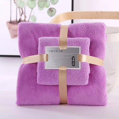 Juego de 2 toallas de baño de terciopelo coral – Súper suaves, altamente absorbentes, de secado rápido, calidad de hotel y spa de lujo para adultos, baño, hogar y viajes