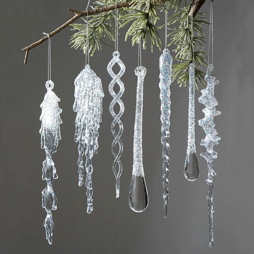 Crystal Clear Acrylic Christmas Tree Ornaments – Glitter Hanging Pendants for Holiday Parties, Xmas Tree & Festive Home Decor