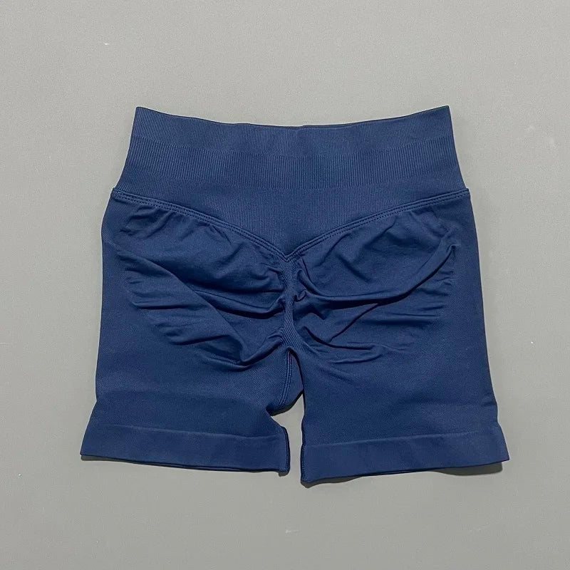Pantalones cortos de gimnasio sin costuras con efecto Scrunch Butt para mujer – Pantalones cortos de yoga de cintura alta para correr, entrenar, fitness y ropa deportiva