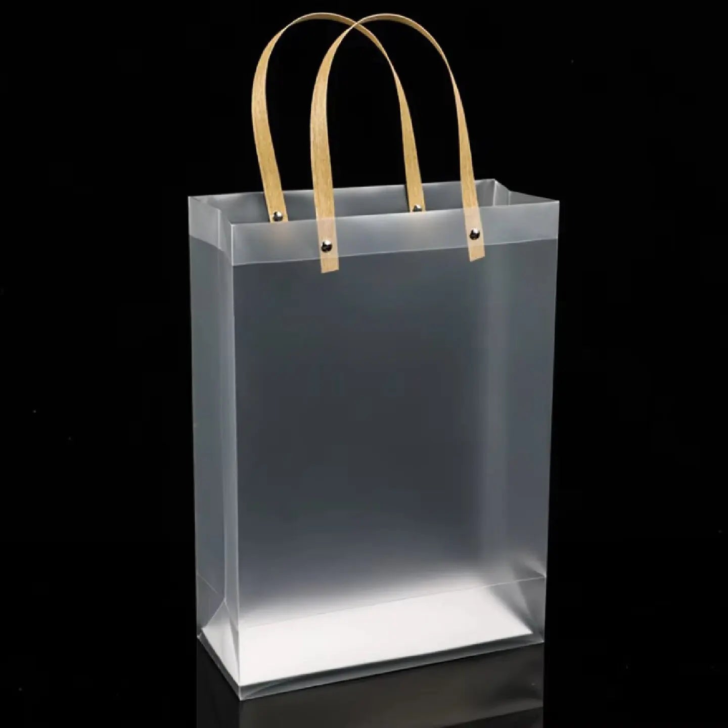 10PCS Frosted Transparent Plastic Gift Bags with Handles for Retail, Gifts, Shopping & Packaging