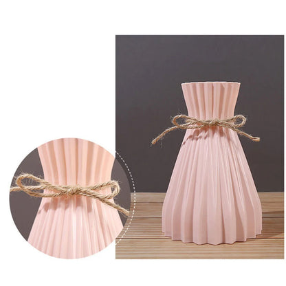 Creative Origami Style Plastic Flower Vase – Modern European Pleated Folding Decorative Vase for Fresh & Dried Flowers