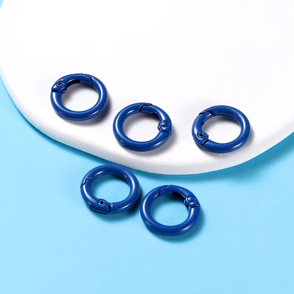 5-Piece Metal Spring O-Ring Carabiner Keychain Clips – Openable Round Buckle Connectors for DIY Keychains, Dog Chains & Jewelry Making