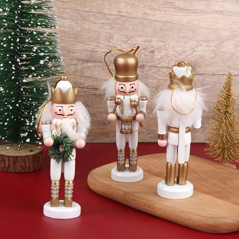 1PC 12CM Nutcracker Soldier Christmas Ornament – Mini Cartoon Puppet Doll Pendant for Desktop, Home Decor & Holiday Decorations