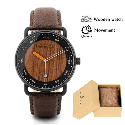 BOBO BIRD Men’s Wooden Quartz Watch – Casual Natural Wood Wristwatch, Unique Fashion Accessory & Gift for Him