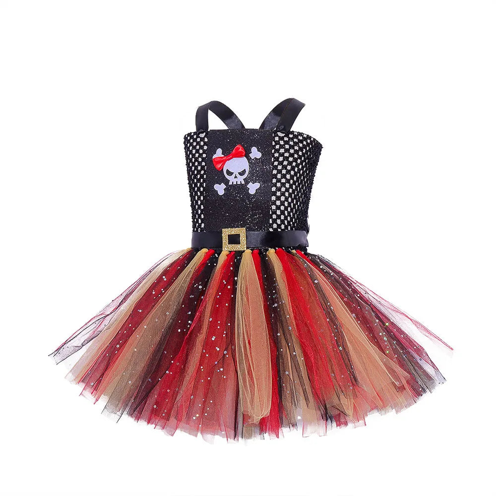 Girls Pirate Costume Dress – Fancy Cosplay Outfit for Halloween, Carnival & Party Dress-Up, Ages 3–10Y