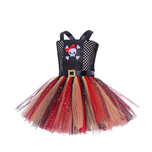 Girls Pirate Costume Dress – Fancy Cosplay Outfit for Halloween, Carnival & Party Dress-Up, Ages 3–10Y