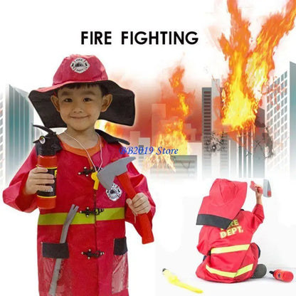 Kids Firefighter & Policeman Cosplay Costume – Career Pretend Play Uniform for Halloween Dress-Up & Role Play