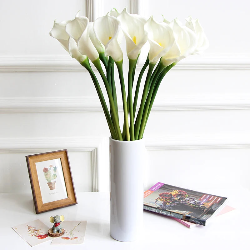5/10/15/20pcs Real Touch Calla Lily Artificial Flowers – Realistic Faux Calla Lily Bouquet for Wedding Bridal Arrangements, Home Décor & Floral Decoration