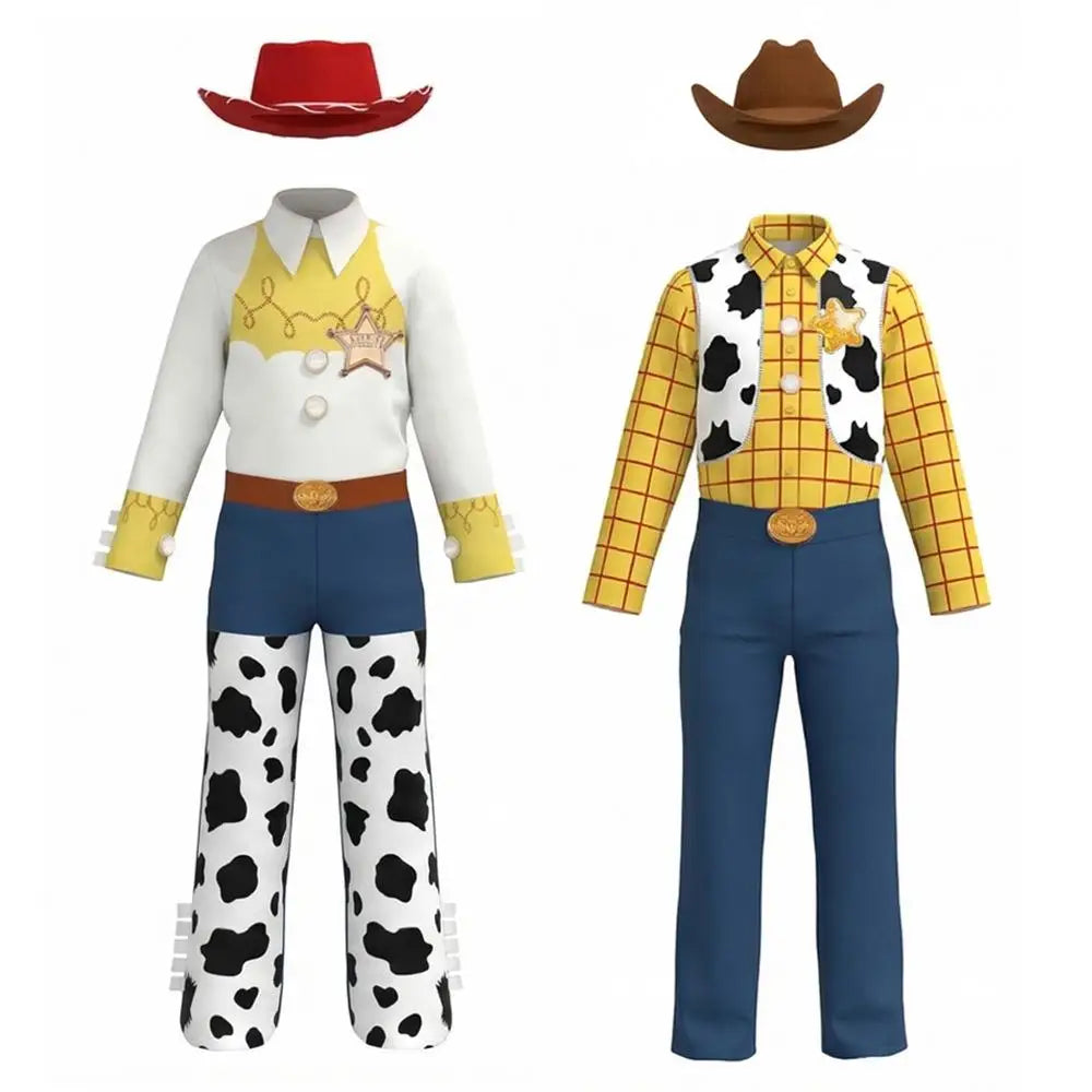 Western Cartoon Cosplay Costume Set – Top, Pants, Hat & Cape