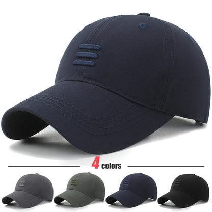 4-Color Soft Cotton Baseball Cap – Unisex Snapback Dad Hat with Three-Bar Design for Men & Women, Casual Outdoor Sports