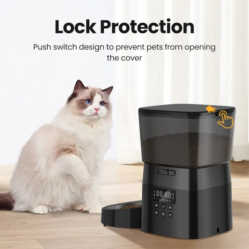 ROJECO Comedero Automático para Mascotas – Dispensador Inteligente de Comida Seca con Control por Botones para Perros y Gatos