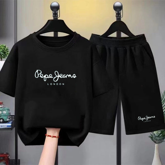 Conjunto de 2 piezas de camiseta y pantalones cortos para niños, atuendo informal de verano para niños y niñas de 3 a 12 años