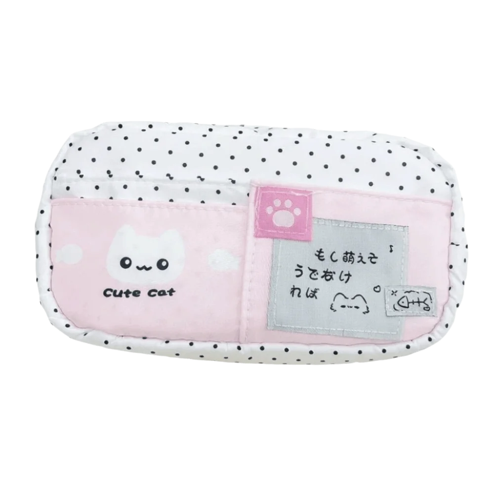 Trousse à crayons Chat à pois – Sac à stylos mignon grande capacité multi-couches, Organisateur de papeterie élégant pour l'école, le bureau et l'utilisation quotidienne