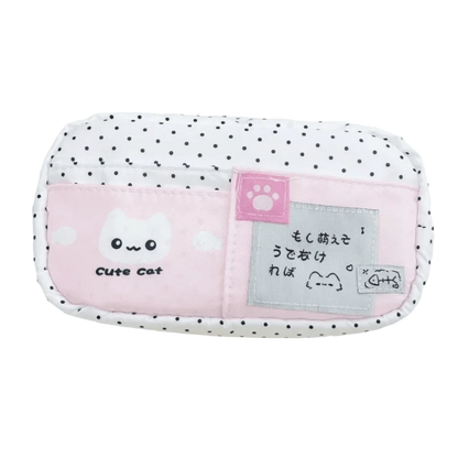 Trousse à crayons Chat à pois – Sac à stylos mignon grande capacité multi-couches, Organisateur de papeterie élégant pour l'école, le bureau et l'utilisation quotidienne