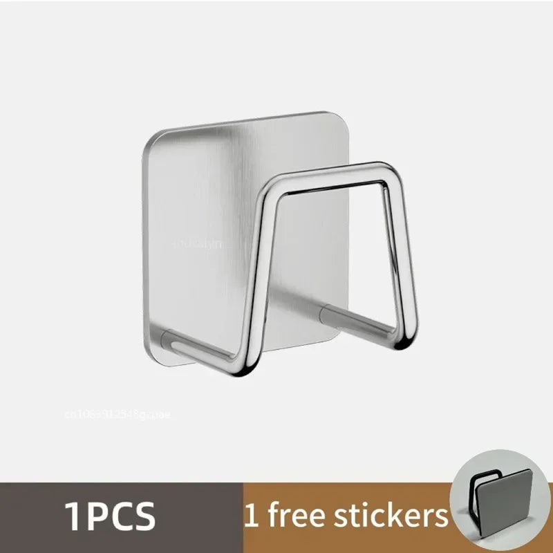 Soporte de esponja para fregadero de acero inoxidable – Estante de secado autoadhesivo para desagüe de cocina, organizador de almacenamiento de esponjas montado en la pared con ganchos para fregadero, accesorios para lavavajillas y organización de cocina