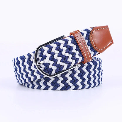 Ceinture élastique tressée unisexe en toile tissée, à boucle ardillon, pour jeans (107/120/130cm)