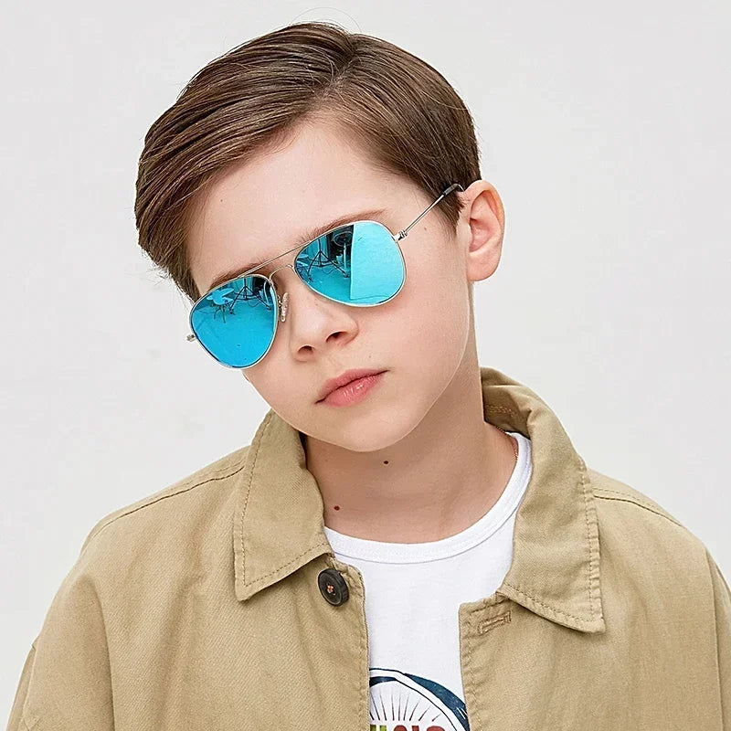 Kids' Polarized Pilot Sunglasses – Classic Metal Frame Children's Eyewear with UV400 Protection for Girls & Outdoor Activities
