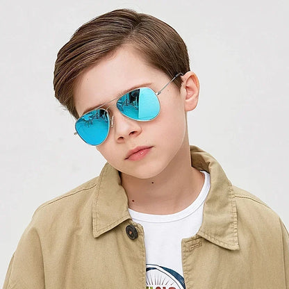 Kids' Polarized Pilot Sunglasses – Classic Metal Frame Children's Eyewear with UV400 Protection for Girls & Outdoor Activities
