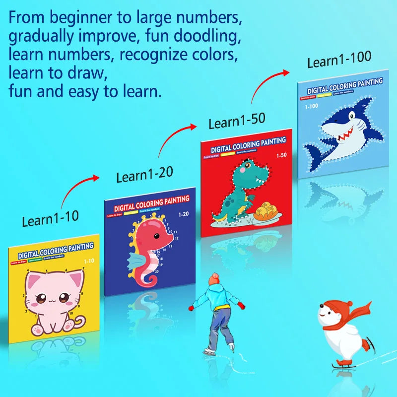 Libro de dibujo para niños – Cuaderno de práctica de garabatos con aprendizaje de números, juegos de dibujo para educación temprana, libro de actividades de arte creativo y divertido regalo navideño para niños