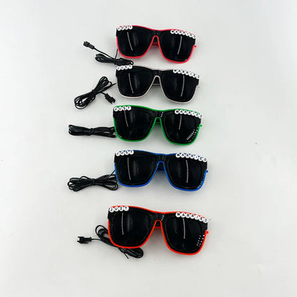 Just Married LED Heart Glasses – Light-Up EL Neon Glasses for Weddings, Engagements & Bridal Showers