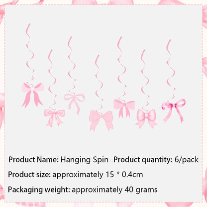 Kit de Fête d'Anniversaire Rose – Thème Princesse Bannière, Ballons Nœud, Pailles, Assiettes en Papier Jetables, Serviettes et Gobelets Vaisselle Décorations pour Fêtes d'Anniversaire de Filles