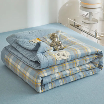 100% Cotton Summer Quilt – Lightweight Long Staple Cotton Comforter for Twin, Queen & Double Beds
