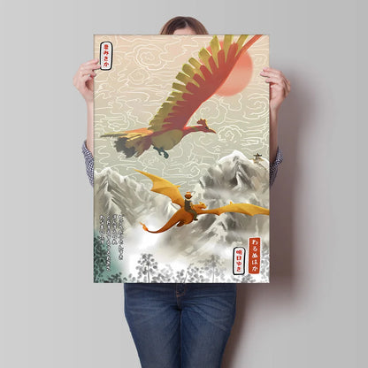 Pokémon Dracaufeu & Tortank Impression sur Toile Décoration Murale Tableau Poster HD pour Salon Maison
