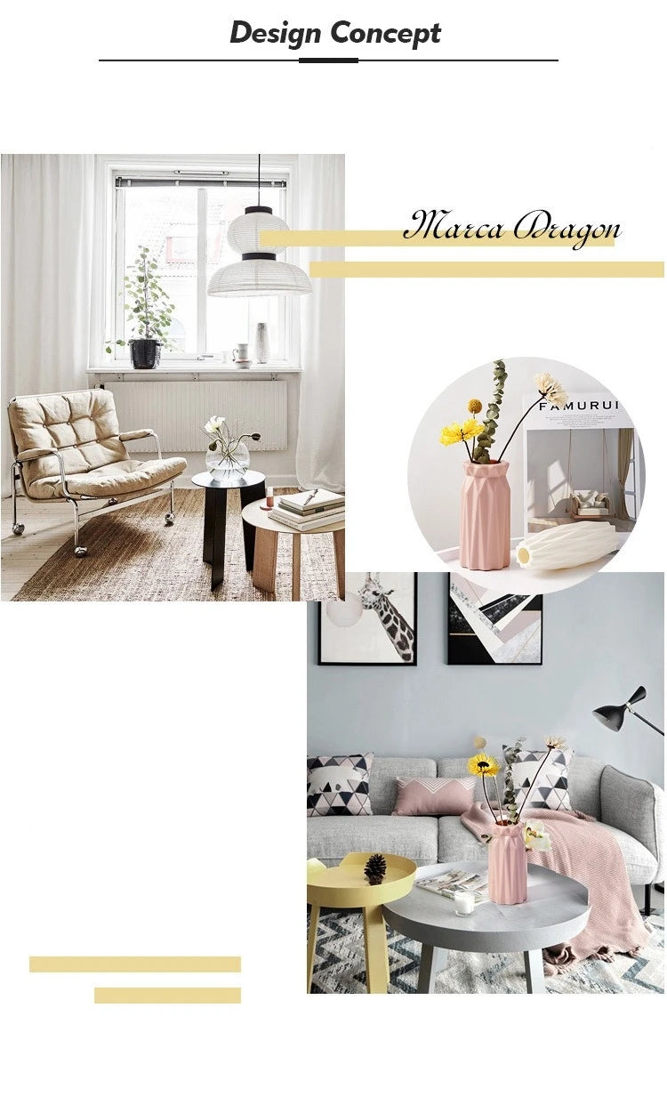 Nordic Modern Plastic Flower Vase – Minimalist Decorative Vase for Fresh Flowers & Home Décor