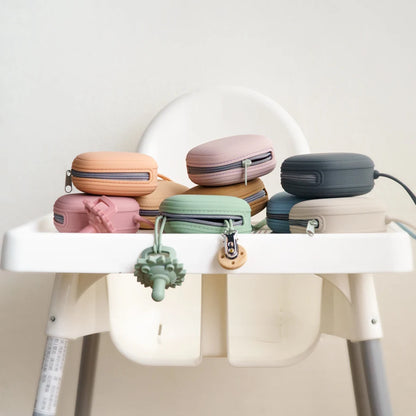 Étui portable pour sucette de bébé – Boîte de rangement en silicone de qualité alimentaire avec fermeture éclair pour voyage et accessoires pour bébé