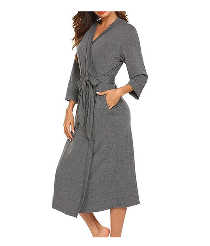 Women’s Cotton Bathrobe – Large Size Long Sleeve Casual Sleepwear Home Wear Robe for Spring & Autumn
