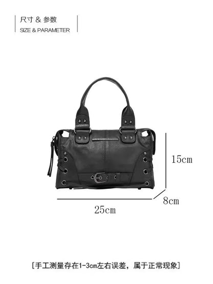 FANCY CLUB Sac fourre-tout moto rétro pour femme – Grand sac à main à rivets avec anses, sac à main tendance de style coréen pour les trajets quotidiens, les voyages, le shopping et les tenues décontractées