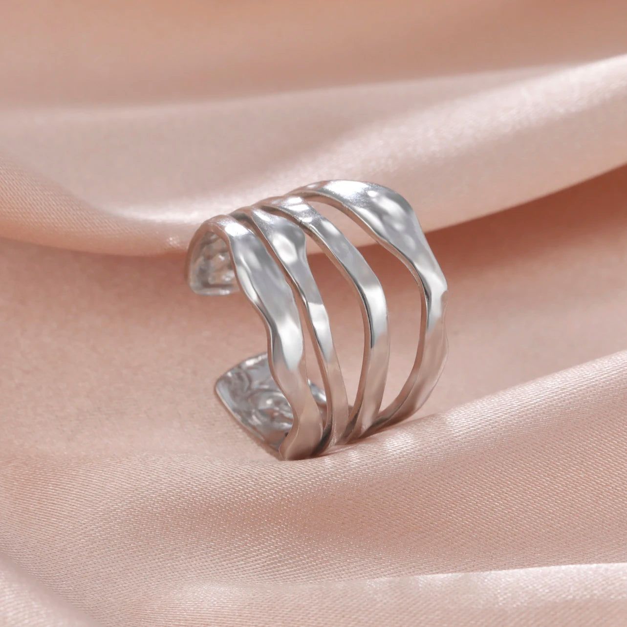 Bague Skyrim en acier inoxydable cœur géométrique pour femme, réglable, ouverte, pour fête, esthétique