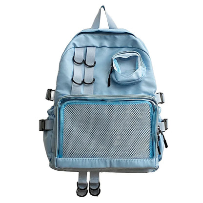 Mochila Ita Kawaii Estilo Collage – Mochila Escolar Transparente con Bolsillo en Forma de Corazón para Adolescentes, Mochila de Moda Japonesa JK, Mochila para Laptop para Mujeres, Bolso de Hombro para Estudiantes Estilo Harajuku 2024
