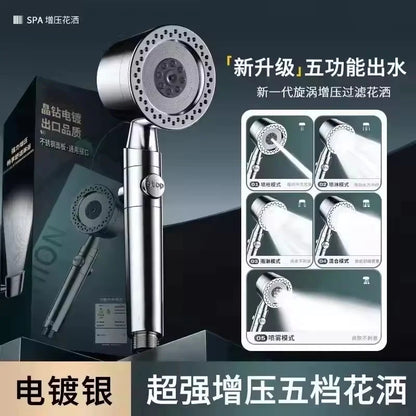 Pommeau de douche haute pression – Douchette à économie d'eau avec 5 modes, fonction d'arrêt à un bouton, ensemble d'accessoires de douche pour la maison et la salle de bain