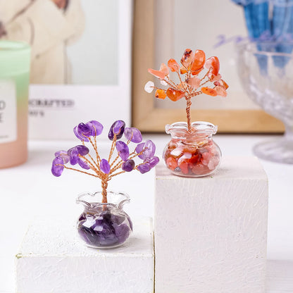 Arbre à vœux en cristal naturel – Arbre à vœux bonsaï en cristal Feng Shui de guérison Reiki pour la décoration de la maison, du bureau et de la table