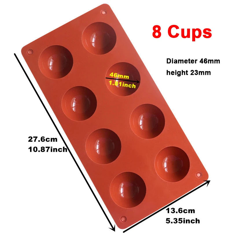 Semi-Sphere Silicone Chocolate Mold – Half-Ball Dome Cake Baking Tray for Chocolate, Pudding, Candy & Jelly, Reusable DIY Kitchen Baking Tool