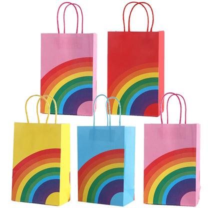 Bolsas de regalo de papel kraft de 5/10/25/50 piezas con asas – Bolsas de regalo y dulces de 10 colores para cumpleaños, bodas, baby showers y empaques de regalo