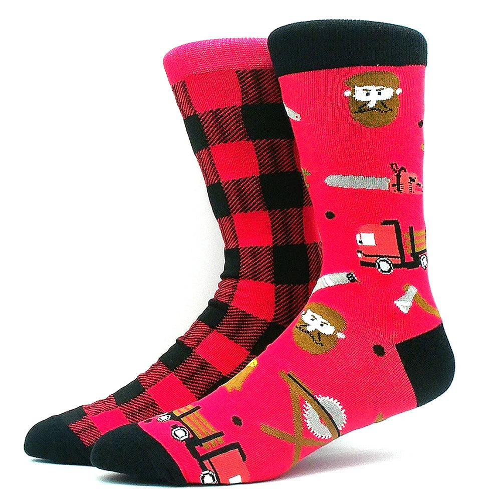 Funny Colorful Hip Hop Socks – Combed Cotton Animal, Astronaut & Geometric Print Socks for Men & Women, Business Dress Wear