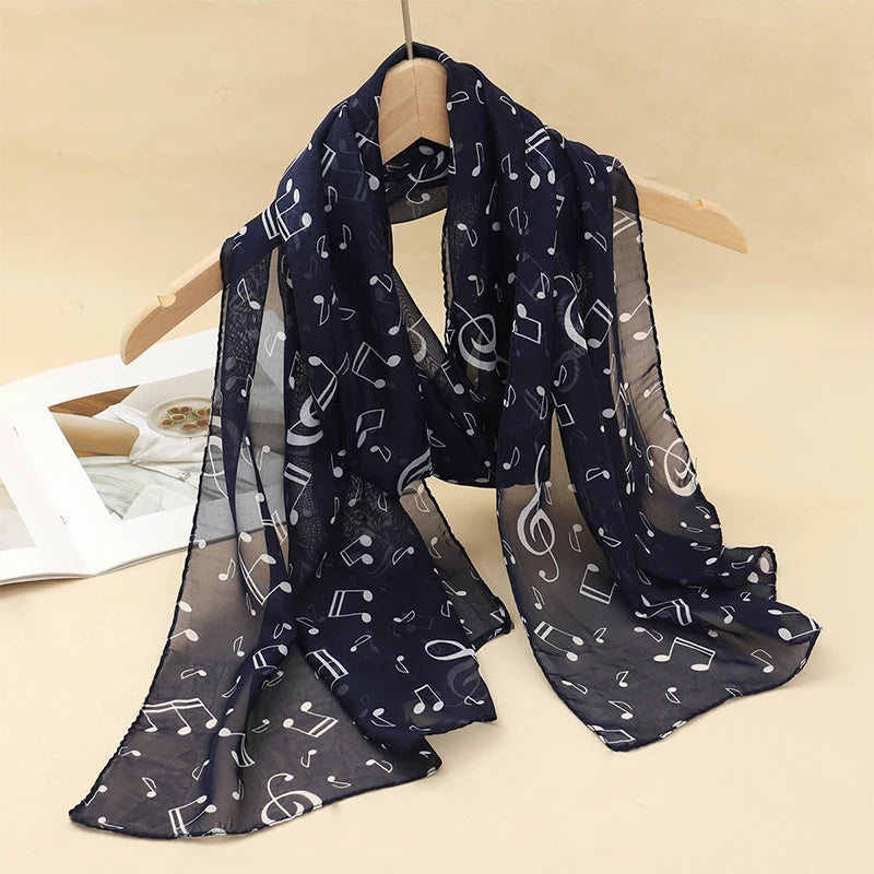 Women's Printed Chiffon Scarf Shawl – Lightweight Silk-Feel Long Wrap for Beach, Travel & Outdoor Wear, Fashion Headband Accessory