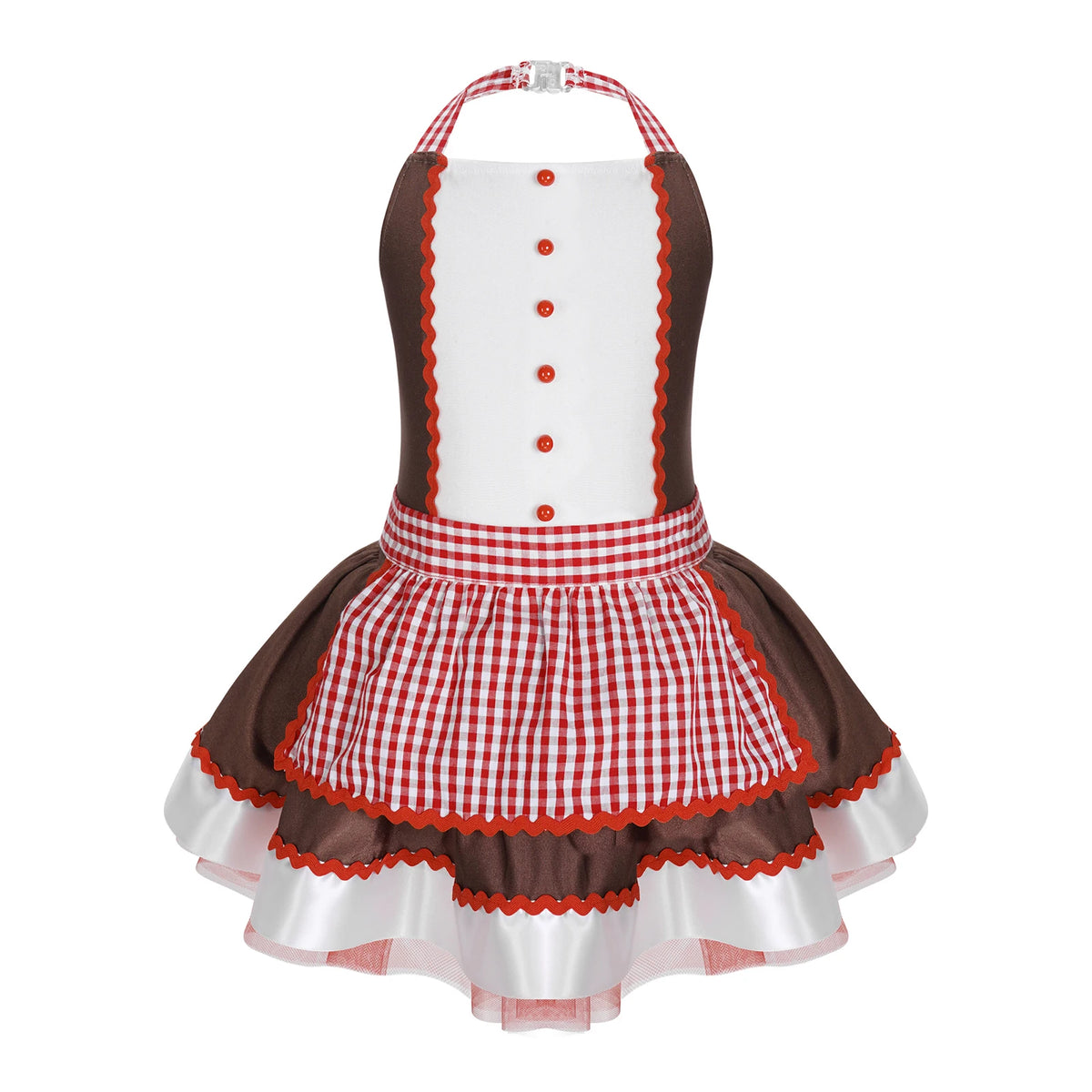 Girls' Gingerbread Man Costume Dress Soft Velvet Cookie Princess Tutu for Christmas, Halloween Cosplay, Ballet, Dance, Holiday Parties and Dress-Up Events