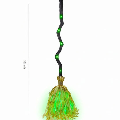 1PC Animated Witch Broom – Moving Broomstick with Light & Sound Effects for Halloween Haunted House, Party & Indoor Decor