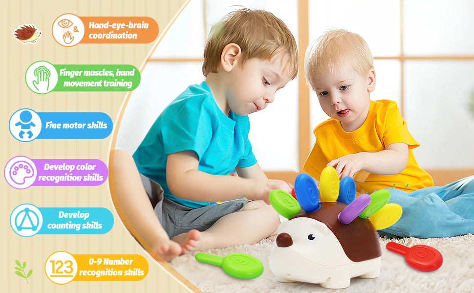 Jouet Hérisson Sensoriel Montessori – Jouet Éducatif pour le Développement de la Motricité Fine pour les Tout-Petits de 1 à 4 Ans