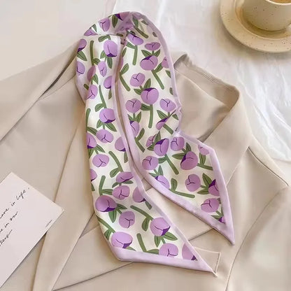 Khaki Nude Silk Scarf Hair Band – Vintage Satin Ribbon Bow Hair Accessory for Women | Elegant Fashion Hair Tie